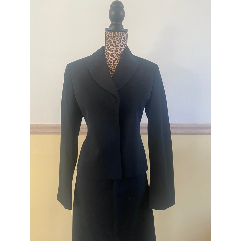 Gianni Versace Couture‎ Black Wool Blend Blazer Skirt Suit Set Italy Size 40 - Picture 2 of 9